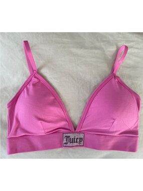 Juicy Couture Bright Pink Triangle Bralette with Jeweled Logo